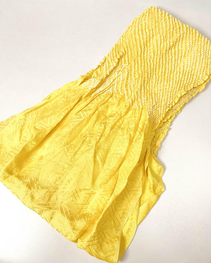 Vintage Yellow Silk Obiage: Kimono Sash, Good Condition