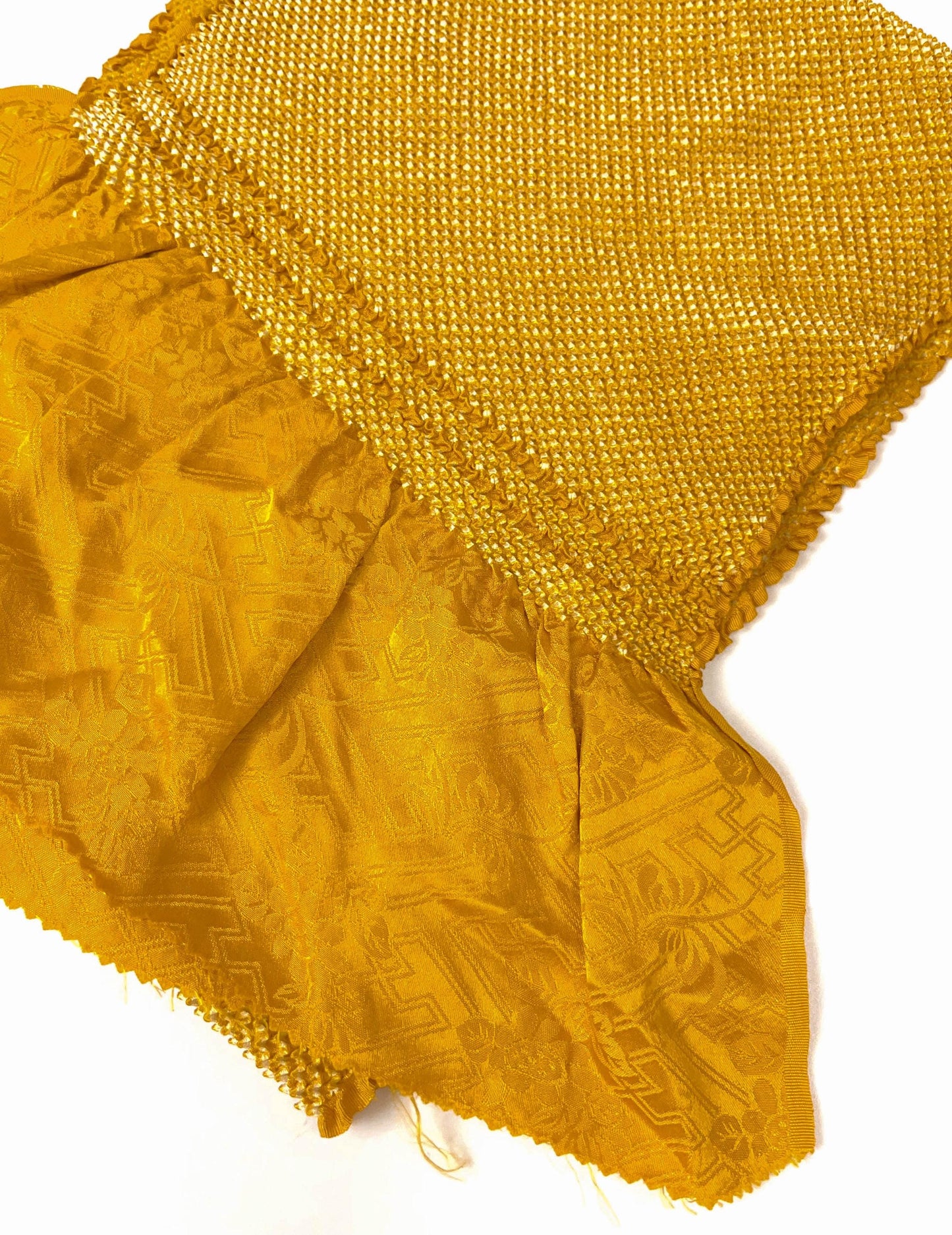 Vintage Yellow Silk Obiage: Kimono Sash, Good Condition