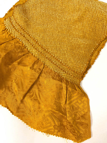 Vintage Yellow Silk Obiage: Kimono Sash, Good Condition