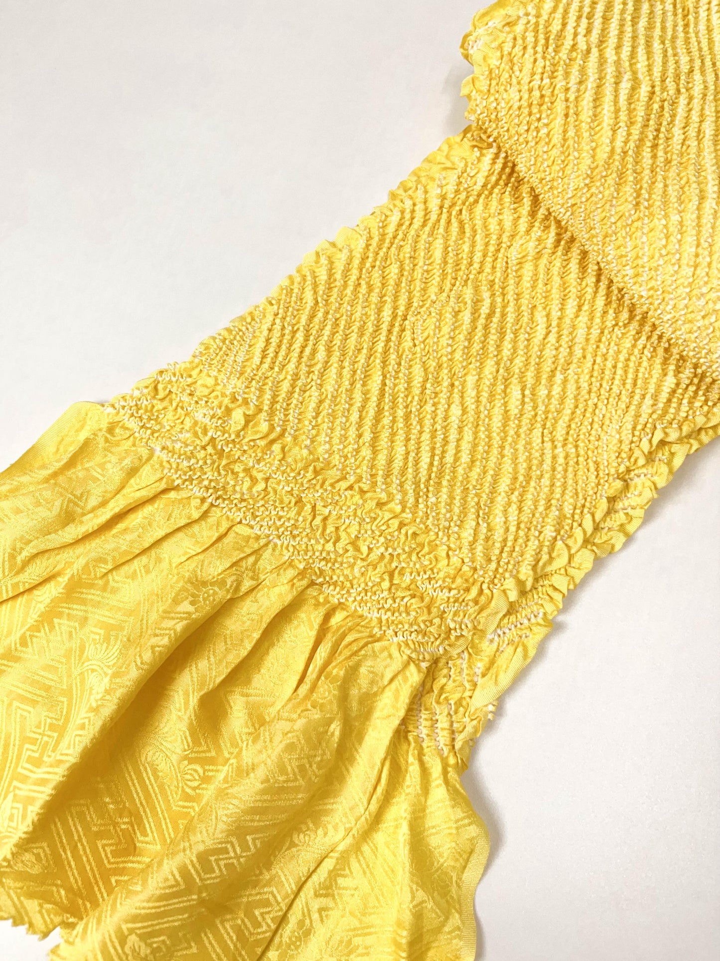 Vintage Yellow Silk Obiage: Kimono Sash, Good Condition