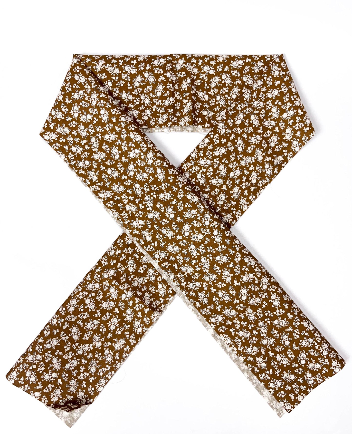 Brown Floral Cotton Han-eri: Kimono Collar Accessory