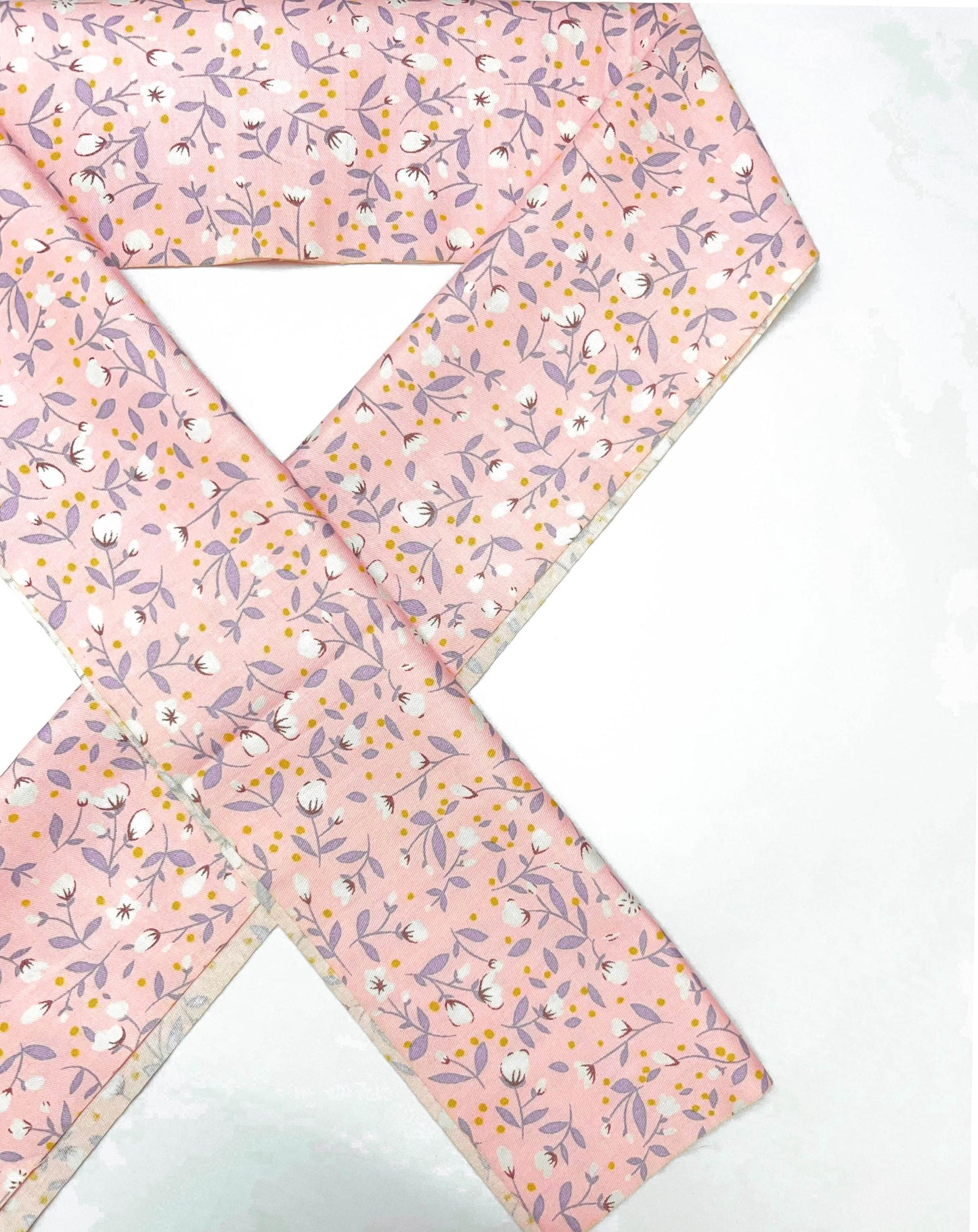 Pink Floral Cotton Han-eri Collar: Kimono Accessory