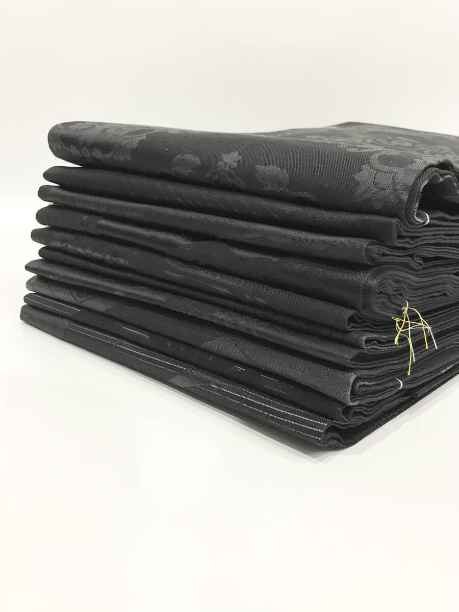 Vintage Black Silk Obi Belt - Kimono Style