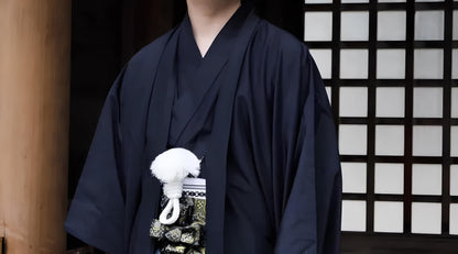 Custom-Fit Men's Kimono Set: Traditional Japanese Nagagi & Haori Jacket