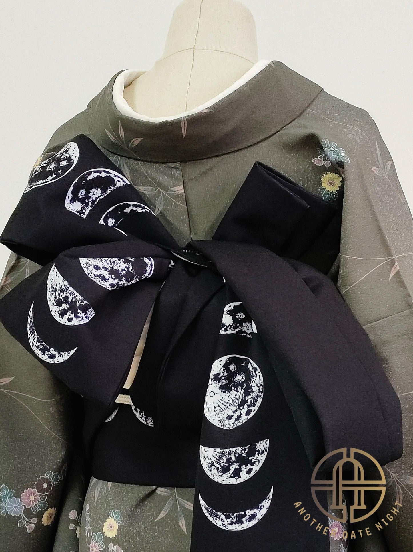 Moon Phase Hanhaba Obi Belt: Double Sided Obi for Yukata & Kimono