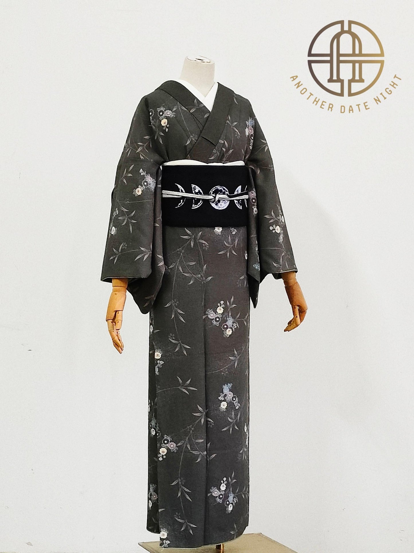 Moon Phase Hanhaba Obi Belt: Double Sided Obi for Yukata & Kimono