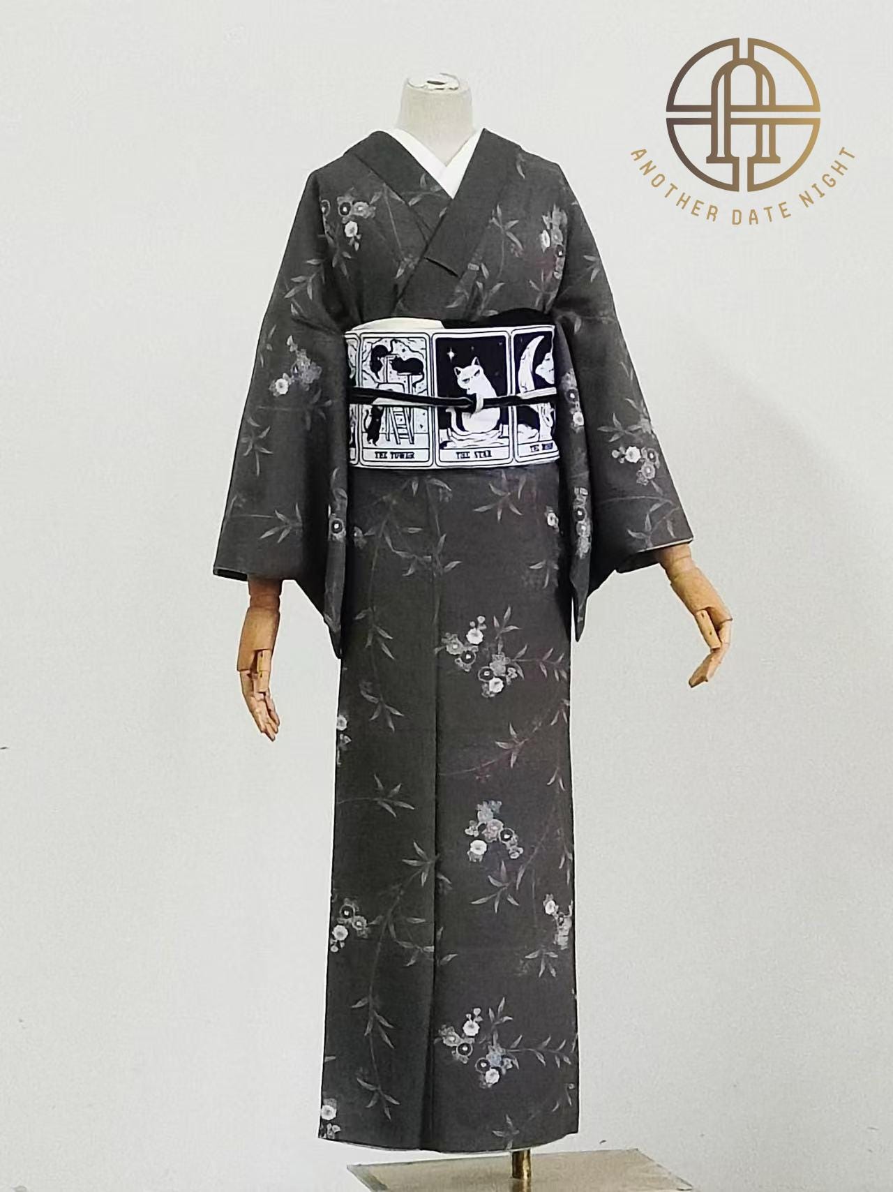 Cat Tarot Hanhaba Obi Belt: Double Sided Kimono Yukata Obi