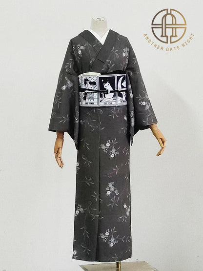Cat Tarot Hanhaba Obi Belt: Double Sided Kimono Yukata Obi