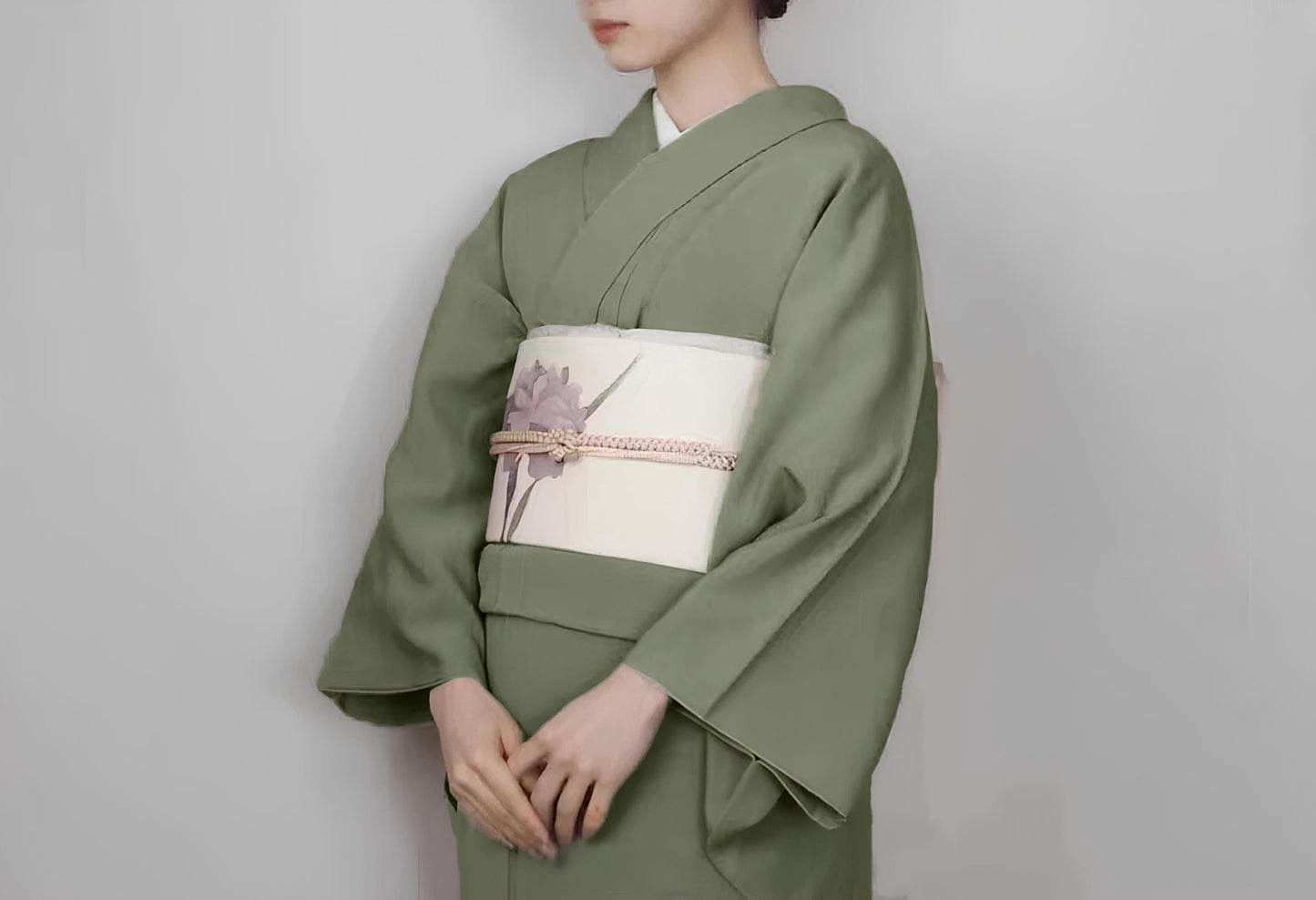 Iromuji Kimono Set: Washable Polyester, Tea Ceremony Wear with Pre-Tied Obi