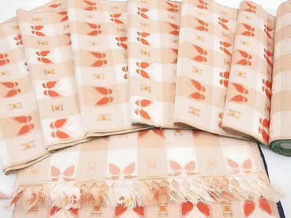 Japanese Tsumugi Silk Kimono Fabric Bolt: Butterfly Pattern