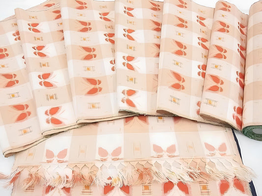 Japanese Tsumugi Silk Kimono Fabric Bolt: Butterfly Pattern