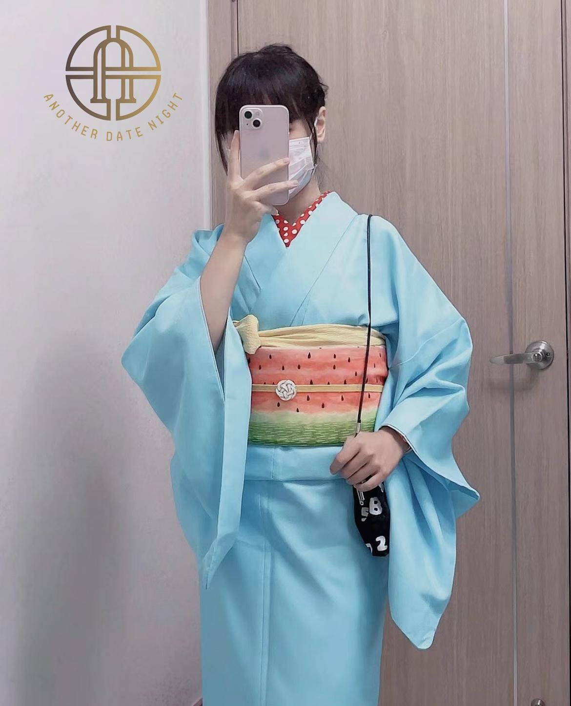 Watermelon Double Sided Hanhaba, Creative Yukata Obi Belt