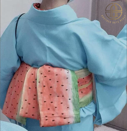 Watermelon Double Sided Hanhaba, Creative Yukata Obi Belt