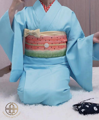 Watermelon Double Sided Hanhaba, Creative Yukata Obi Belt