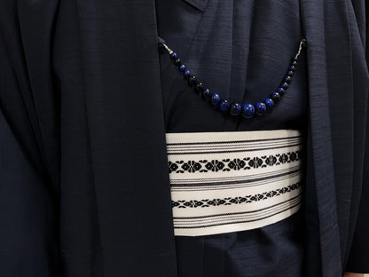 Blue Tiger's Eye Beaded Haori Himo: Kimono Accessory (19.5cm)