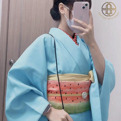 Watermelon Double Sided Hanhaba, Creative Yukata Obi Belt