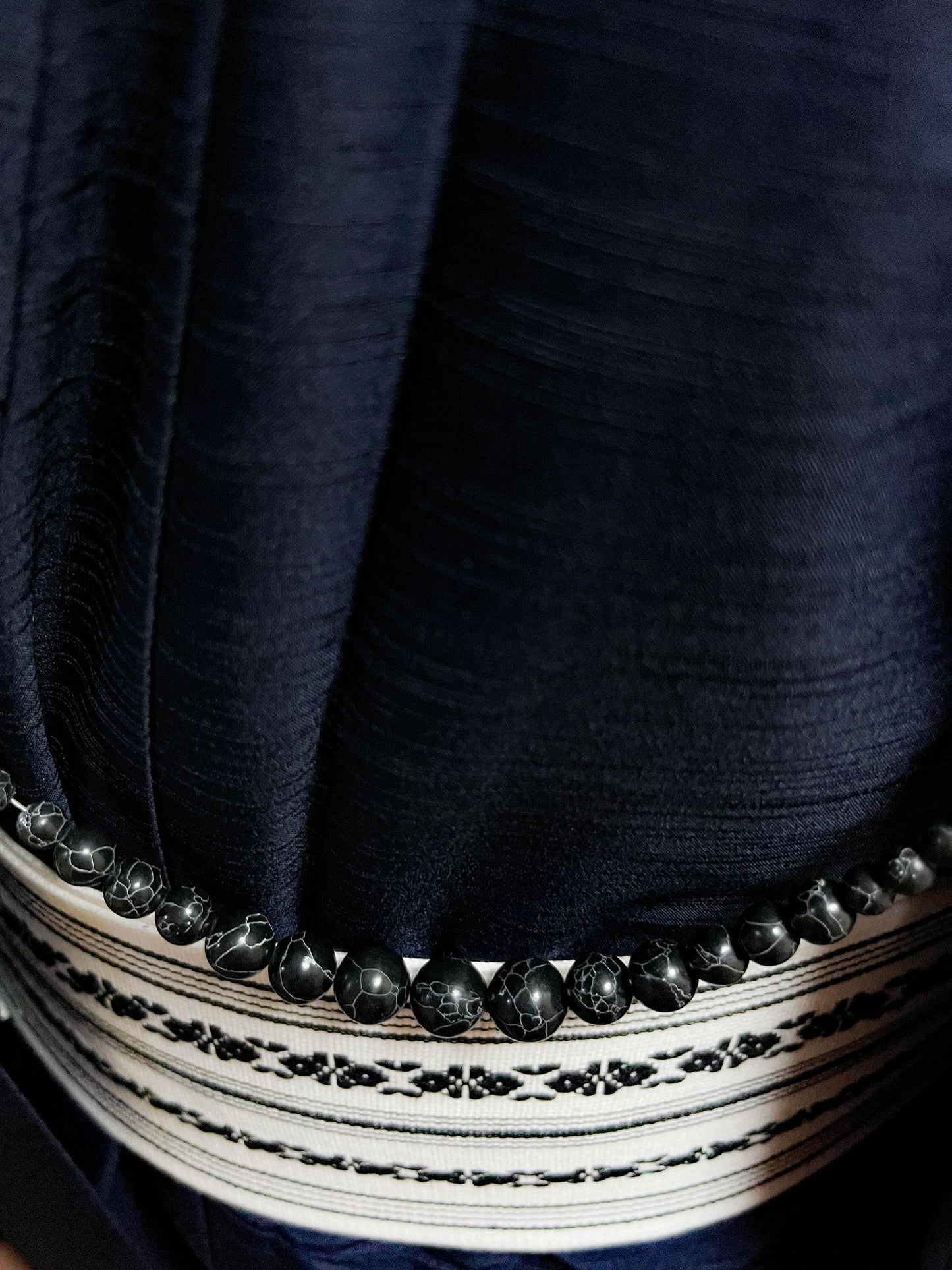 Black Obsidian Healing Stone Haori Himo: Men's Kimono Accessory