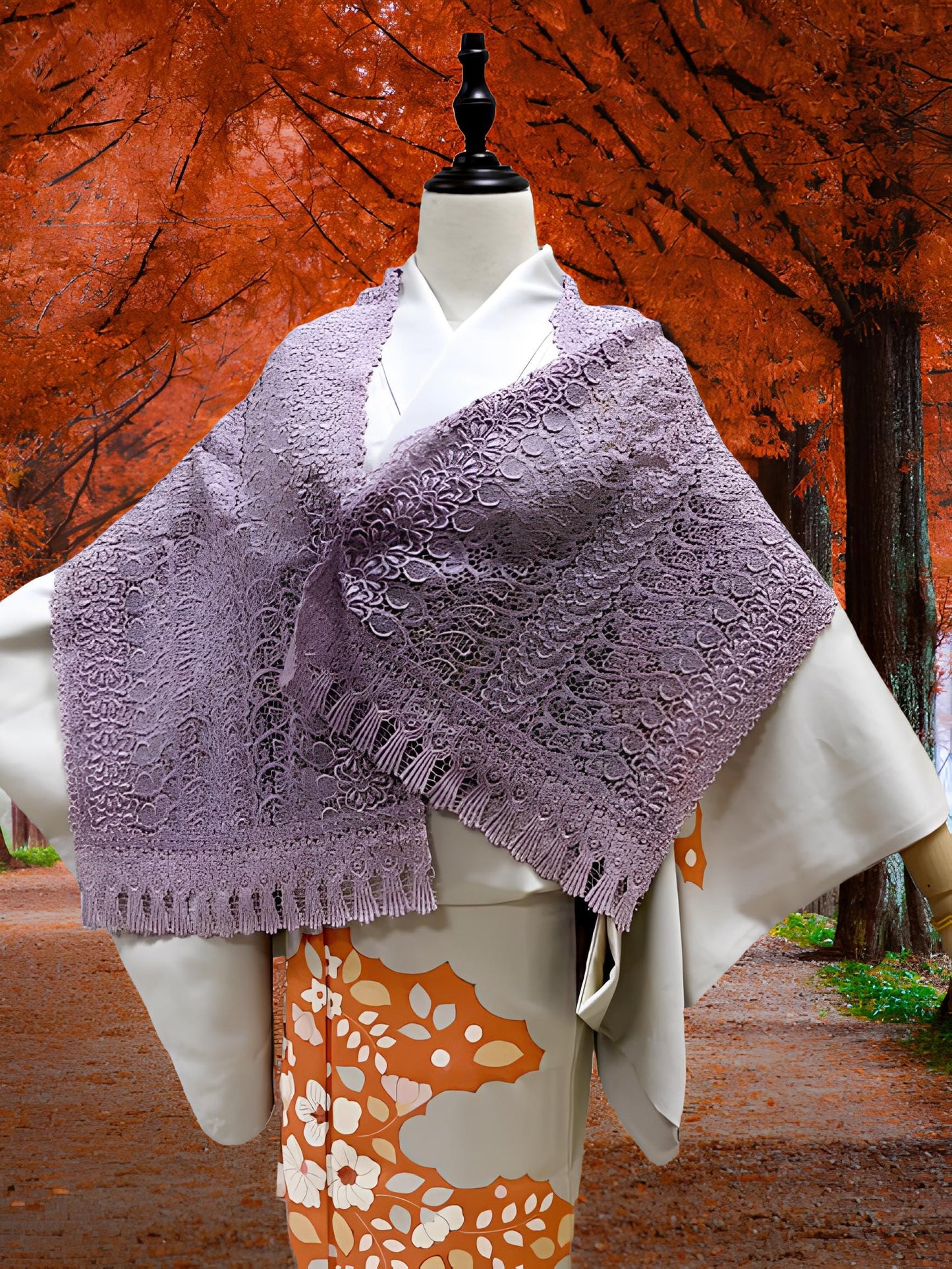 Women's Lace Kimono Shawl: Gradient Color Outwear-  Set 1(C)(D)(E)