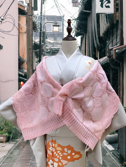 Red Lace Kimono Shawl: Creamy White Outwear Set- Set 2