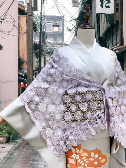 Lace Kimono Shawl: Purple & Green Outwear- Set 2(D)(E)