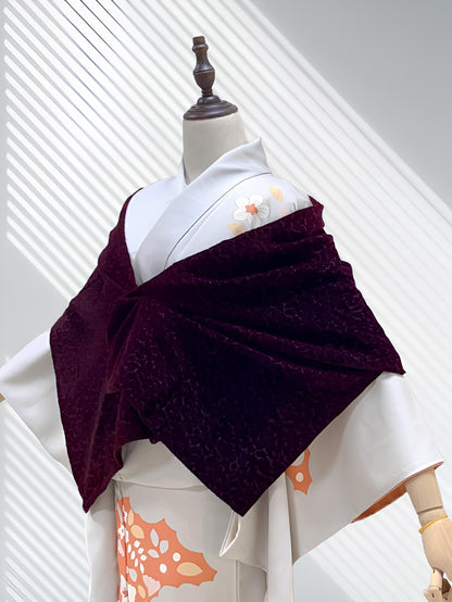 Red Velvet Kimono Shawl: Women's Outerwear- Set 3E