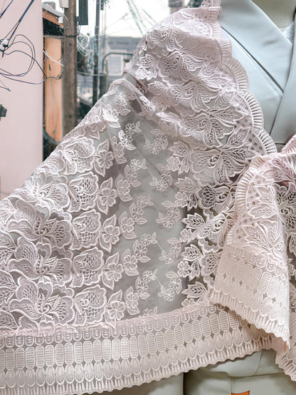 Pink Lace Kimono Shawl - Floral Outwear - Set 6D