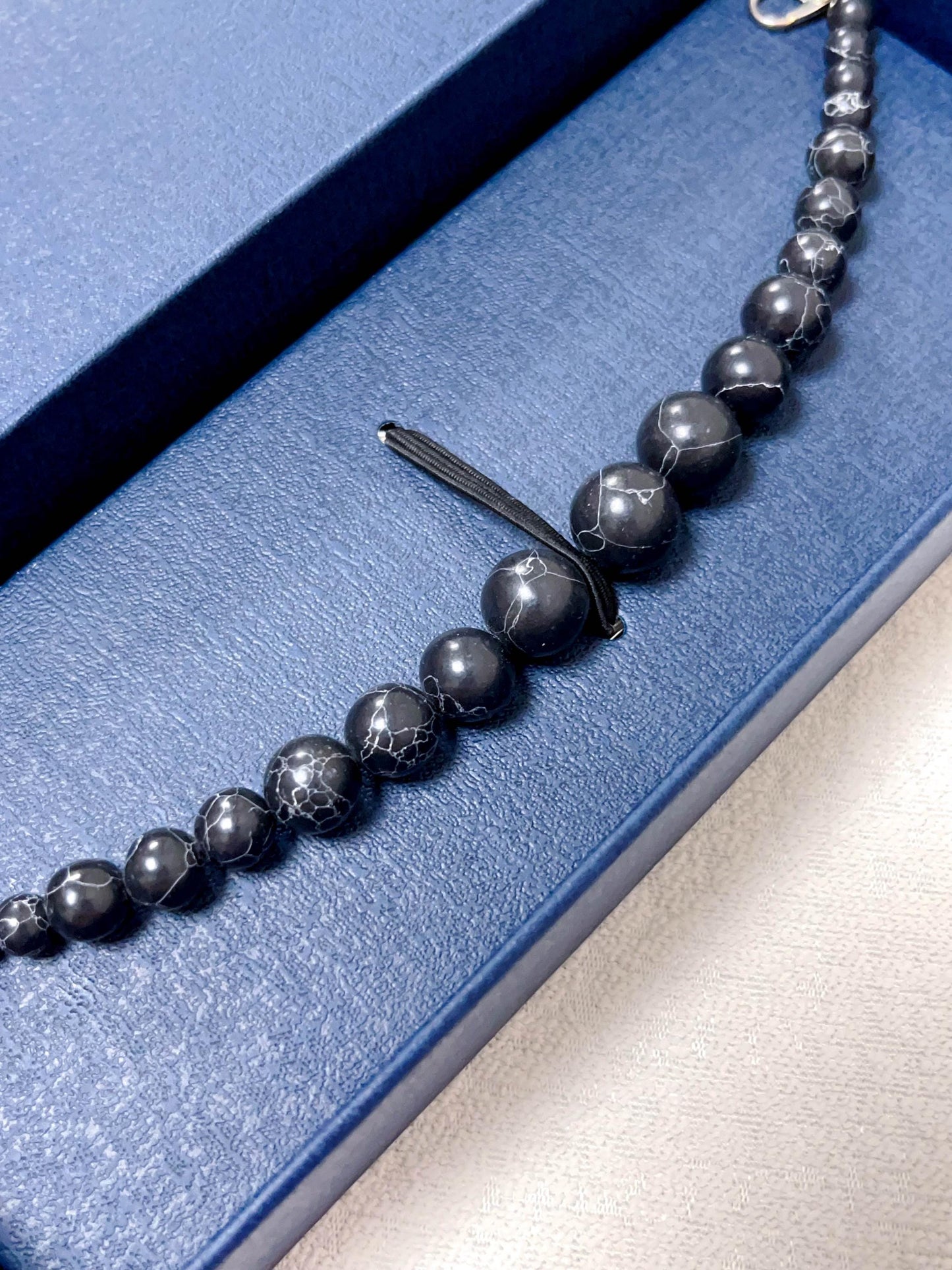 Black Obsidian Healing Stone Haori Himo: Men's Kimono Accessory