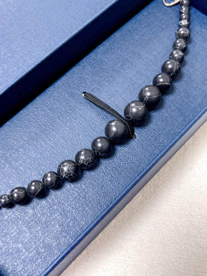 Black Obsidian Healing Stone Haori Himo: Men's Kimono Accessory