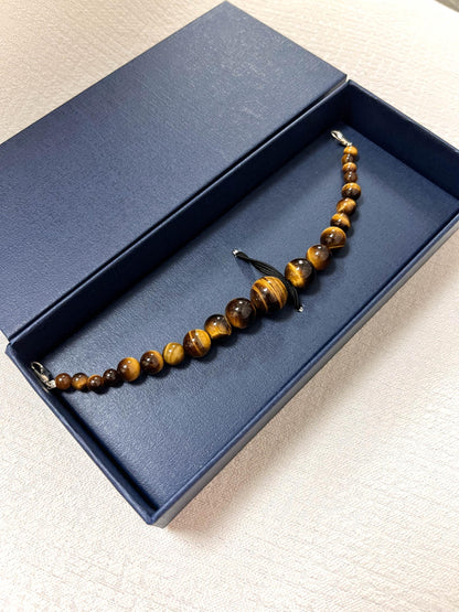 Yellow Tiger's Eye Haori Himo: Men's Kimono Accessory