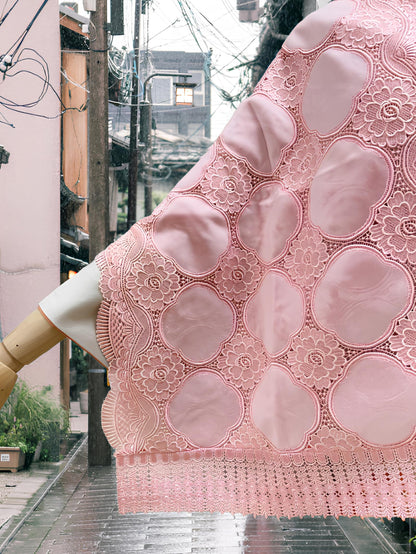 Red Lace Kimono Shawl: Creamy White Outwear Set- Set 2