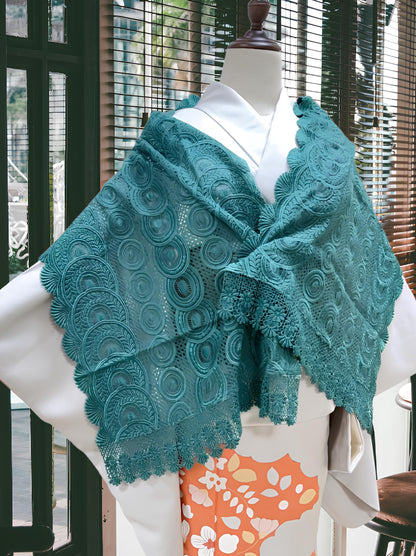 Lace Kimono Shawl: Purple & Green Outwear- Set 2(D)(E)
