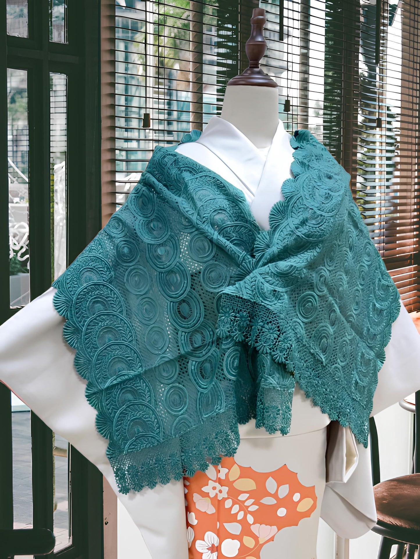 Lace Kimono Shawl: Purple & Green Outwear- Set 2(D)(E)