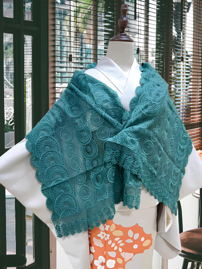 Lace Kimono Shawl: Purple & Green Outwear- Set 2(D)(E)