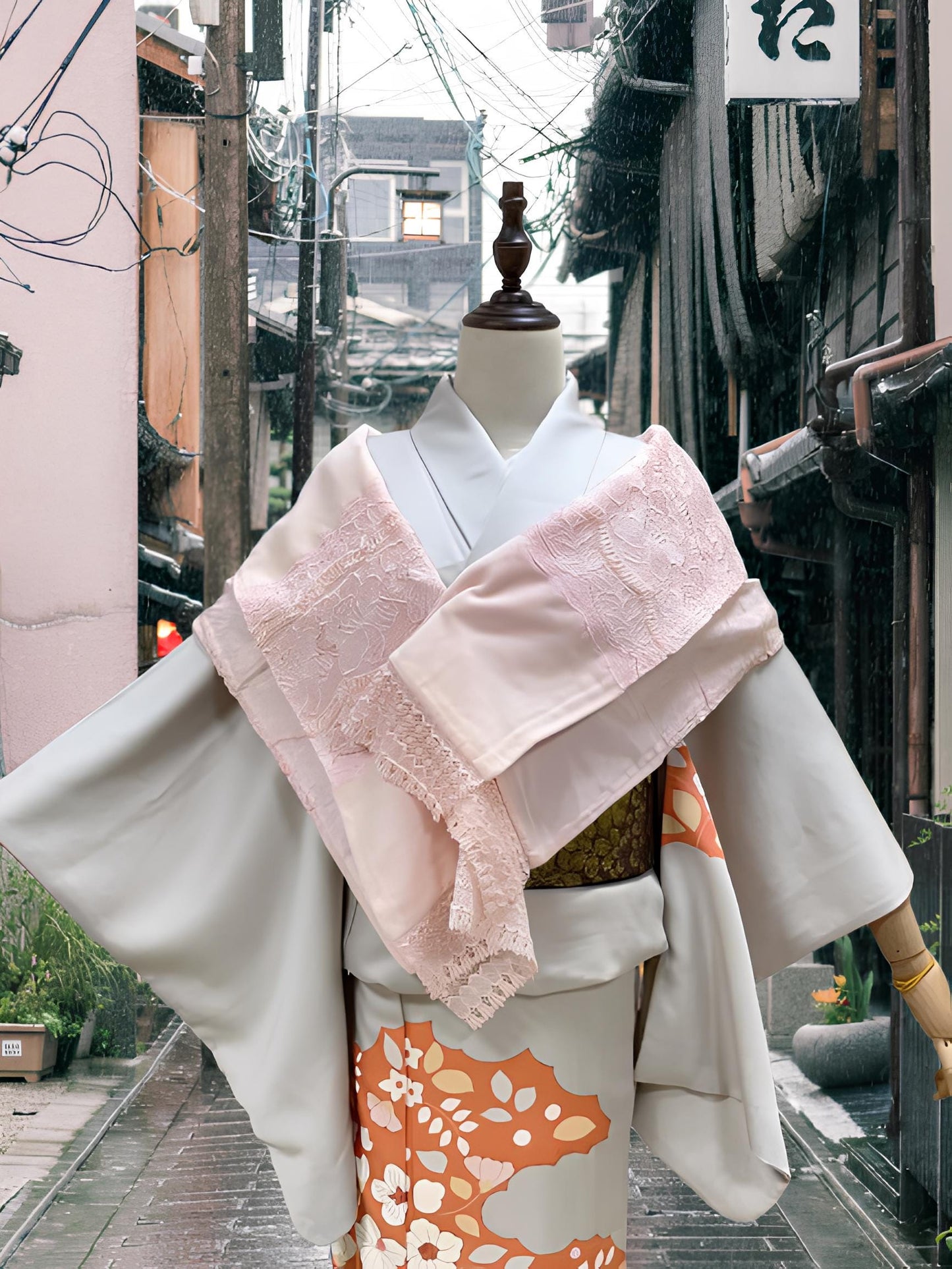Light Pink Kimono Shawl: Women's Outwear (Rank B)- Set 5C
