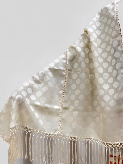 Light Yellow Kimono Shawl: Women's Fringe Outwear, Set 4C