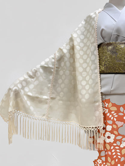 Light Yellow Kimono Shawl: Women's Fringe Outwear, Set 4C