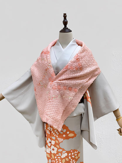 Pink Kimono Shawl: Women's Floral Outwear- Set 6B
