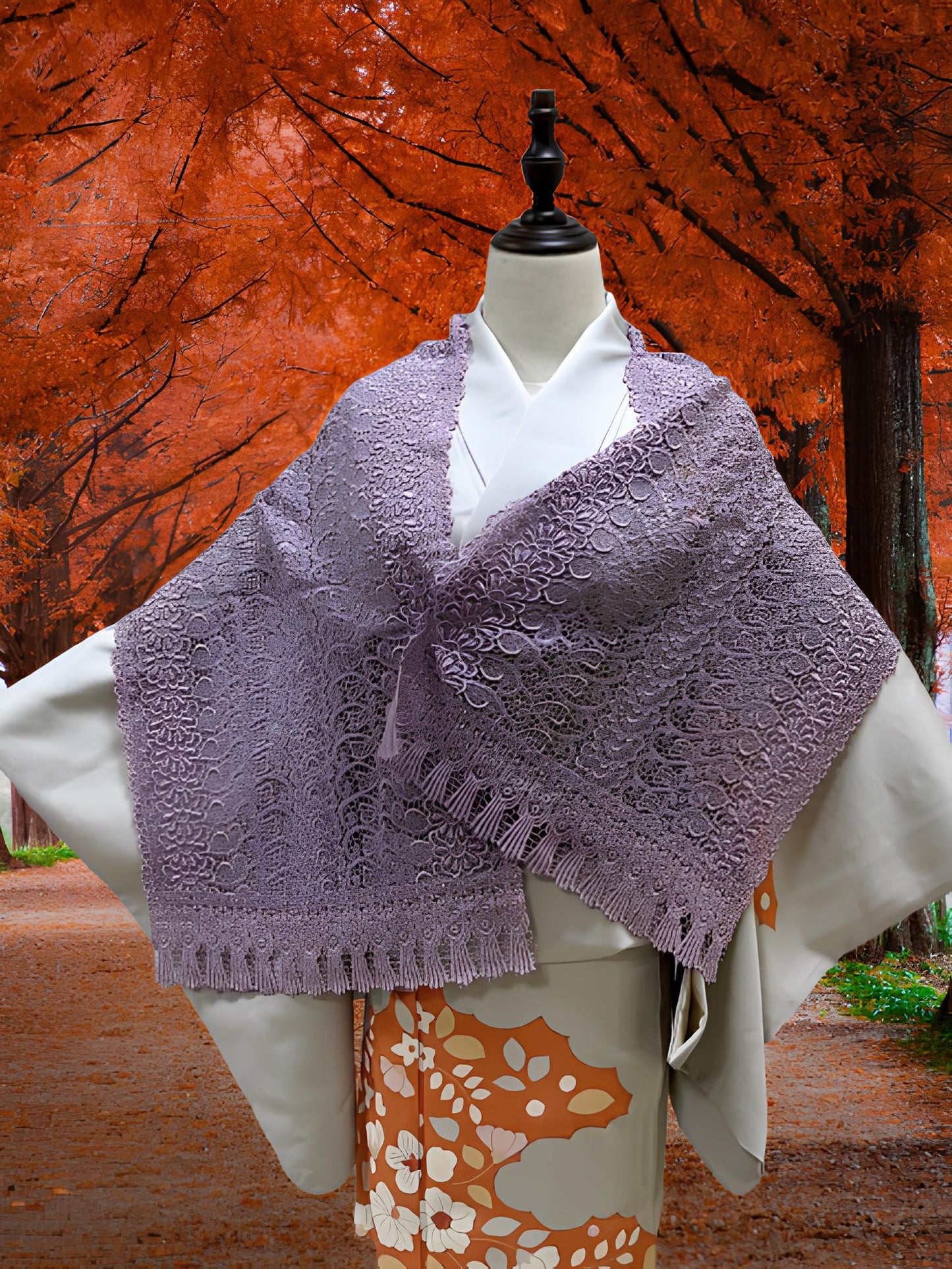 Women's Lace Kimono Shawl: Gradient Color Outwear-  Set 1(C)(D)(E)