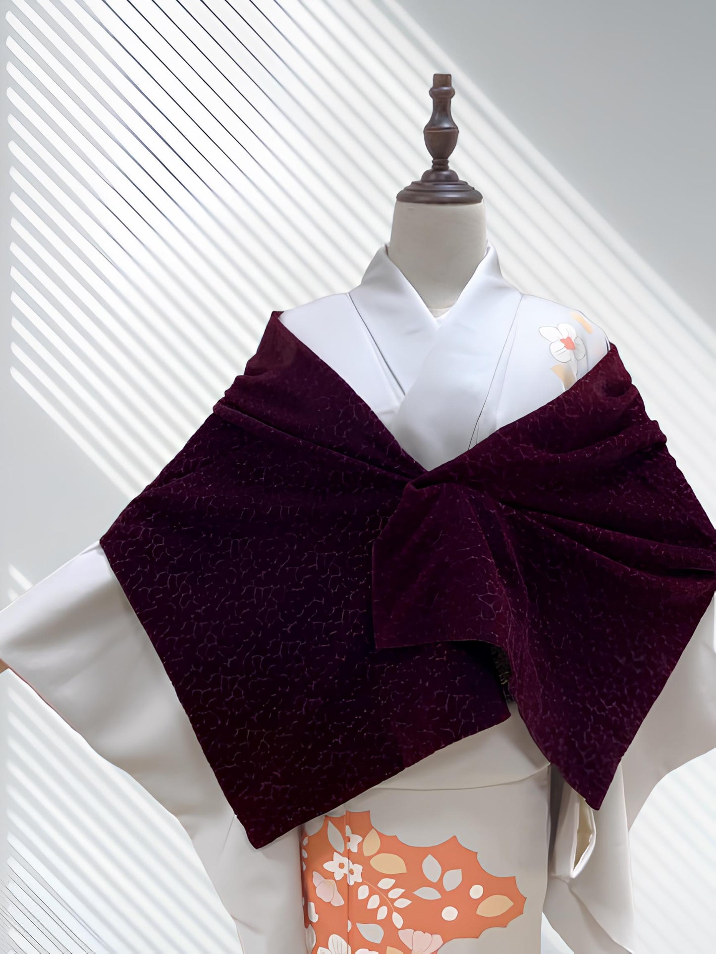 Red Velvet Kimono Shawl: Women's Outerwear- Set 3E