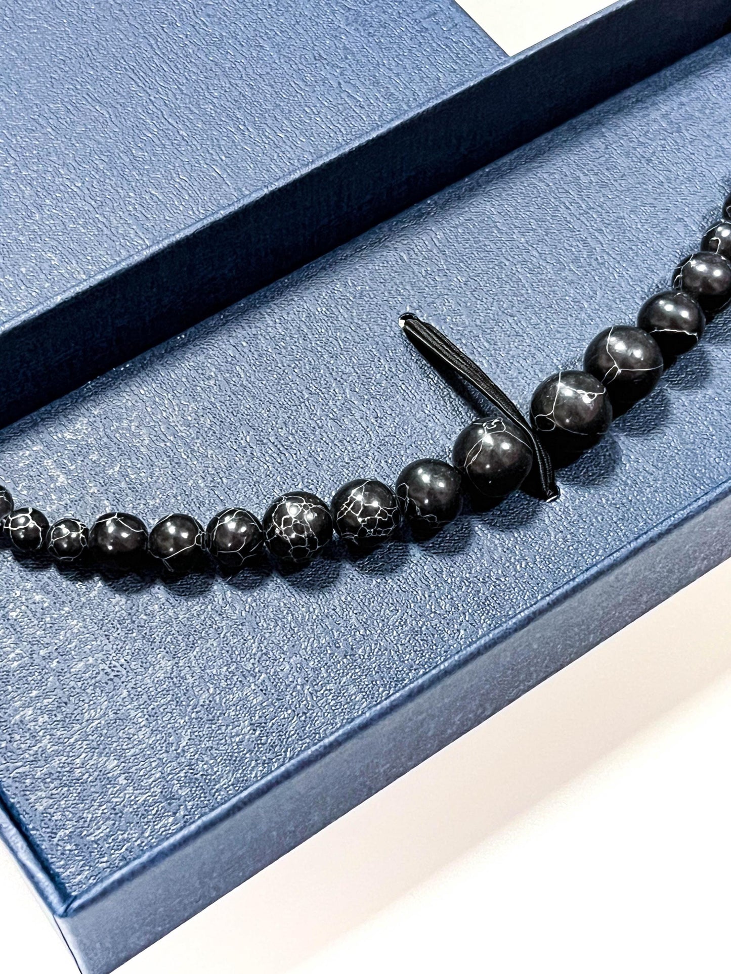 Black Obsidian Healing Stone Haori Himo: Men's Kimono Accessory