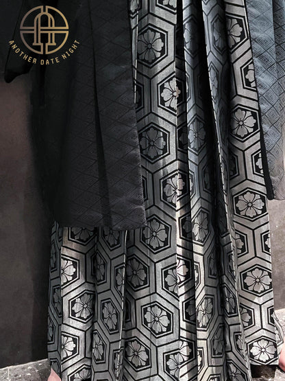 Silver Hakama Pants: Men's Japanese Kimono - Traditional Formal Wear