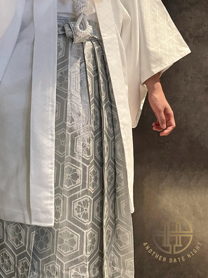 Men's Silver Hakama Pants: Traditional Japanese Kimono, Formal Wear