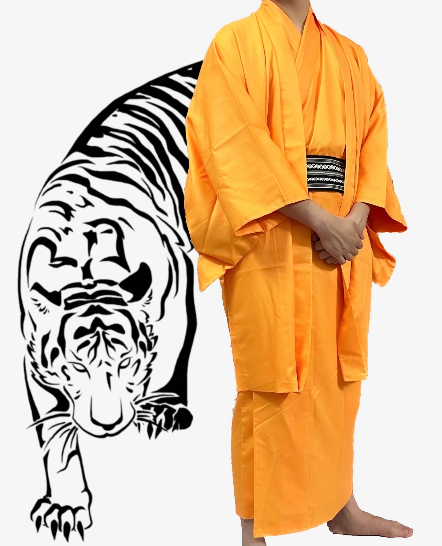 Men's Royal Dragon Kimono 3-Piece Set: Kimono, Haori Jacket, Obi (175cm+)