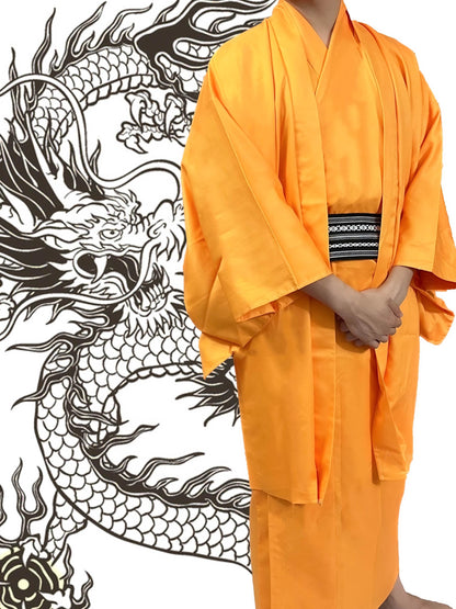 Men's Royal Dragon Kimono 3-Piece Set: Kimono, Haori Jacket, Obi (175cm+)