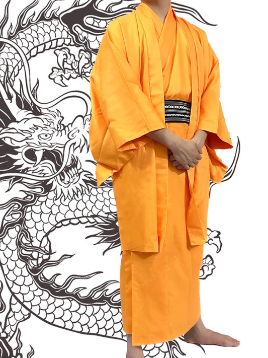 Men's Royal Dragon Kimono 3-Piece Set: Kimono, Haori Jacket, Obi (175cm+)