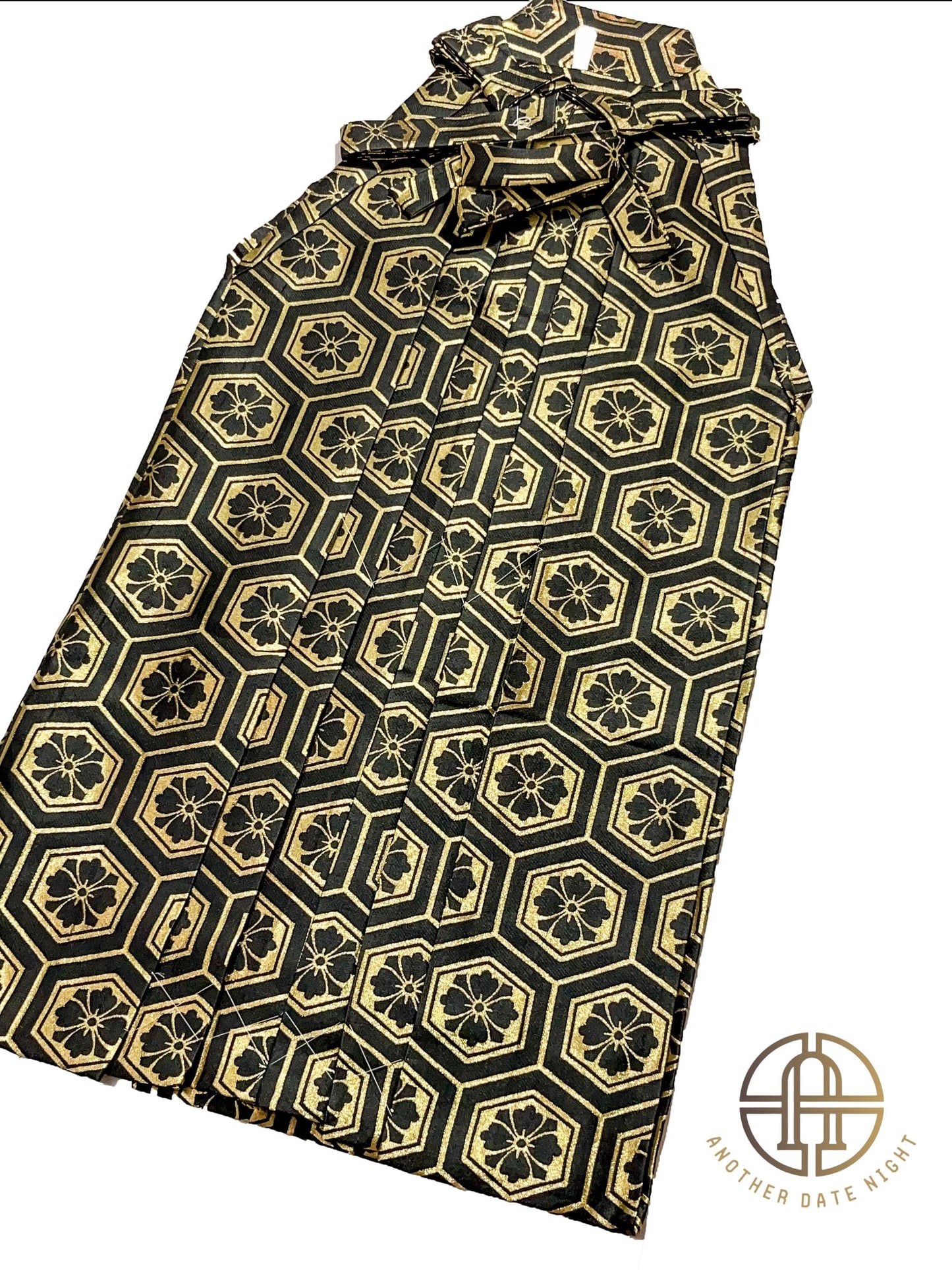 Black & Gold Men's Hakama Pants: Japanese Kimono, Formal Wear