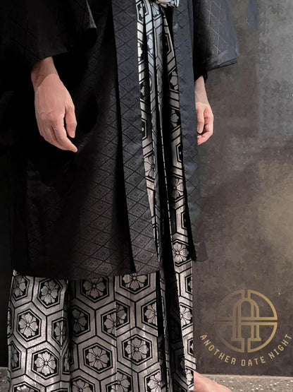 Silver Hakama Pants: Men's Japanese Kimono - Traditional Formal Wear