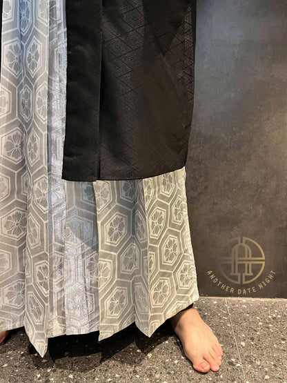 Men's Silver Hakama Pants: Traditional Japanese Kimono, Formal Wear