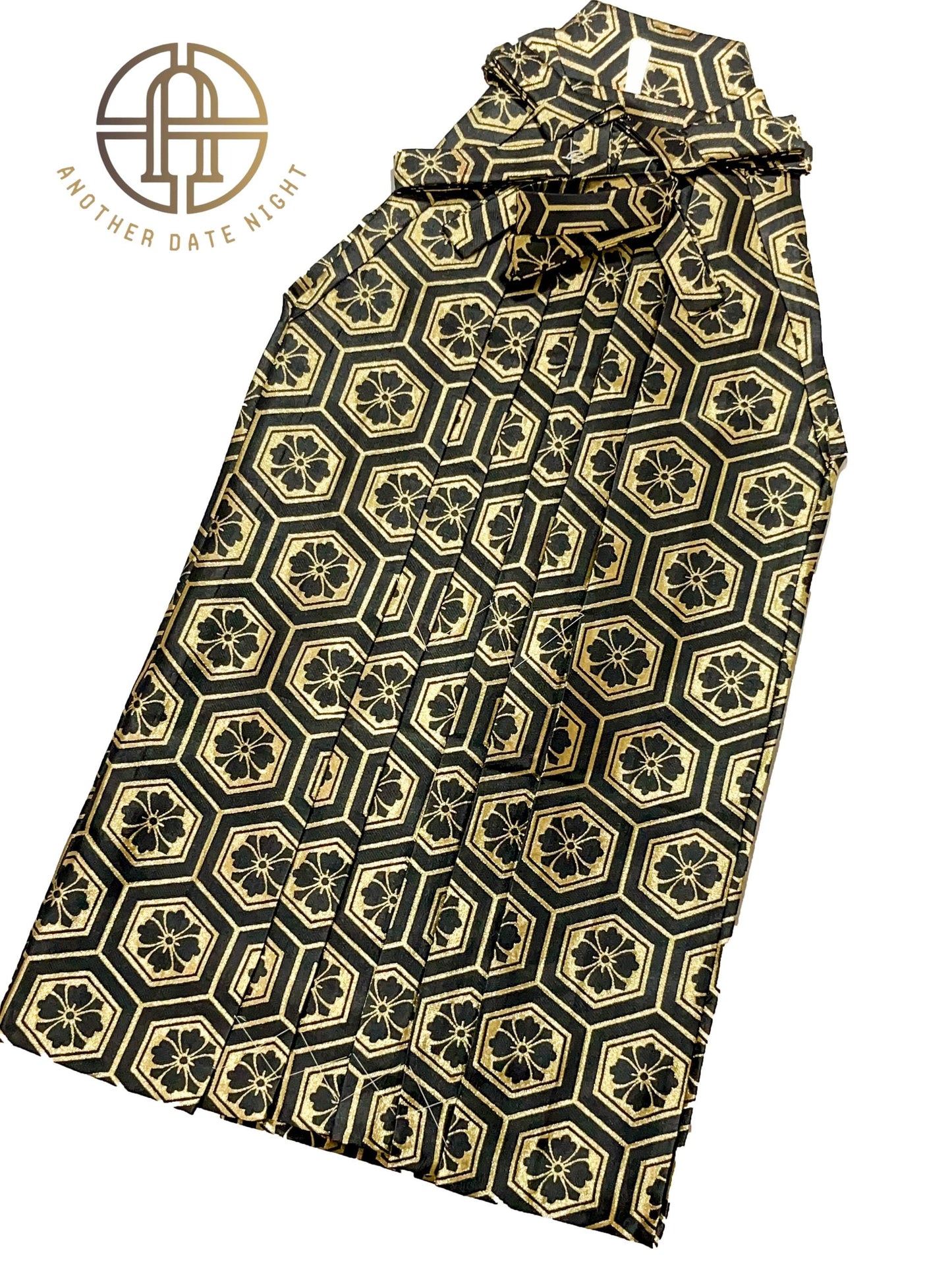 Black & Gold Men's Hakama Pants: Japanese Kimono, Formal Wear