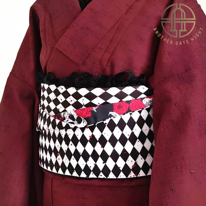 Skull & Rose Hanhaba Obi Belt: Dance of Death, Halloween Costume